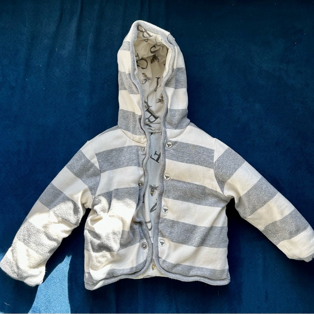 Burt's Bees Baby Organic Cotton Reversible Hoody Sweatshirt Jacket: 12 month